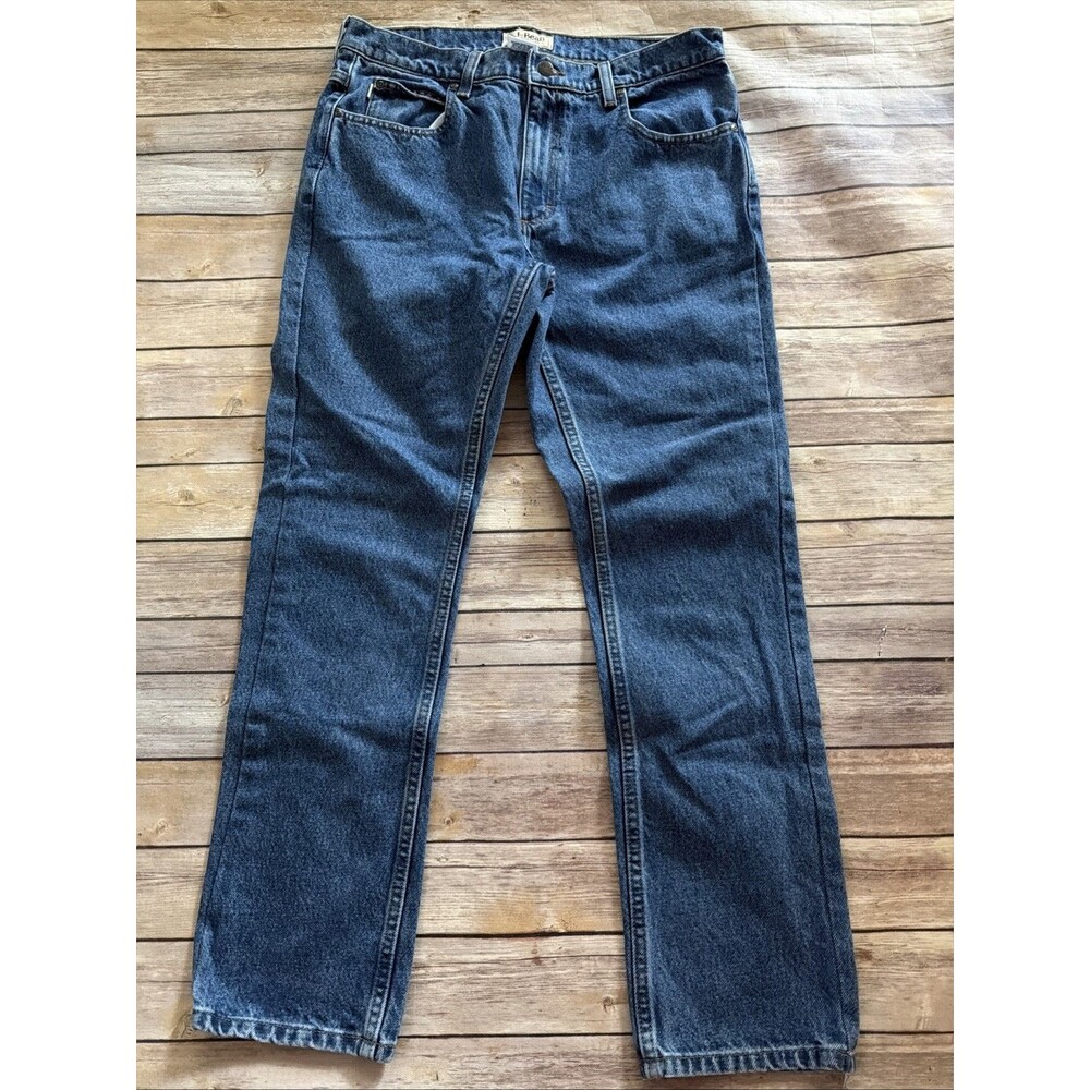 Vintage L.L. Bean Standard Fit Jeans Men's Size 33x30 Dark Blue Denim